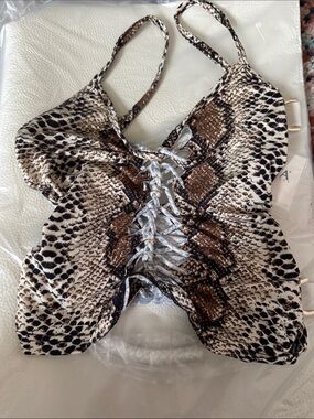 One of a kind Snake Print braided tank with mixed metal hardware- new size M